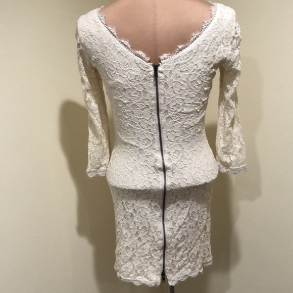 Diane Von Furstenberg Zarita Dress Size 6 Cream Floral Lace Bodycon Mini - Picture 5 of 11